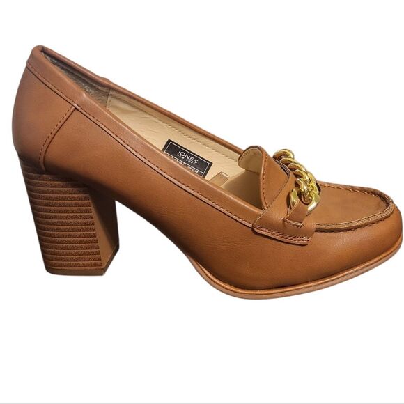 Jones New York Cyri in Camel Gold Chain Slip on Womens Block Heel, Size 6 - Picture 1 of 13
